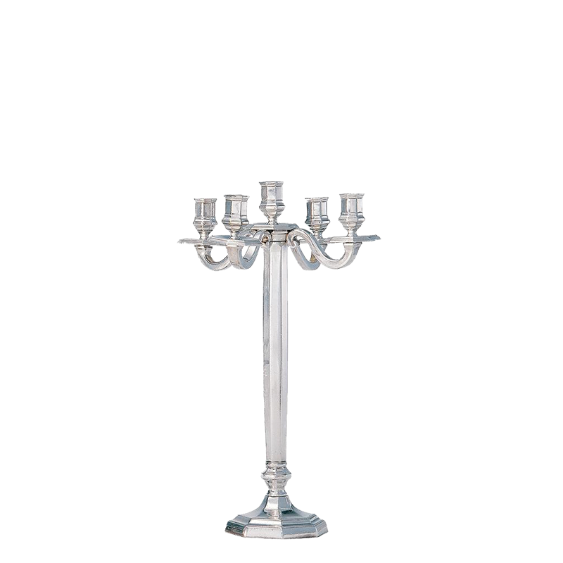 Chandelier 5 feux argent haut octogonal H 51 cm