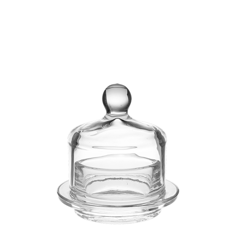 Beurrier en verre avec sa cloche Ø ext 10 cm Ø int 5,5 cm H 6 cm