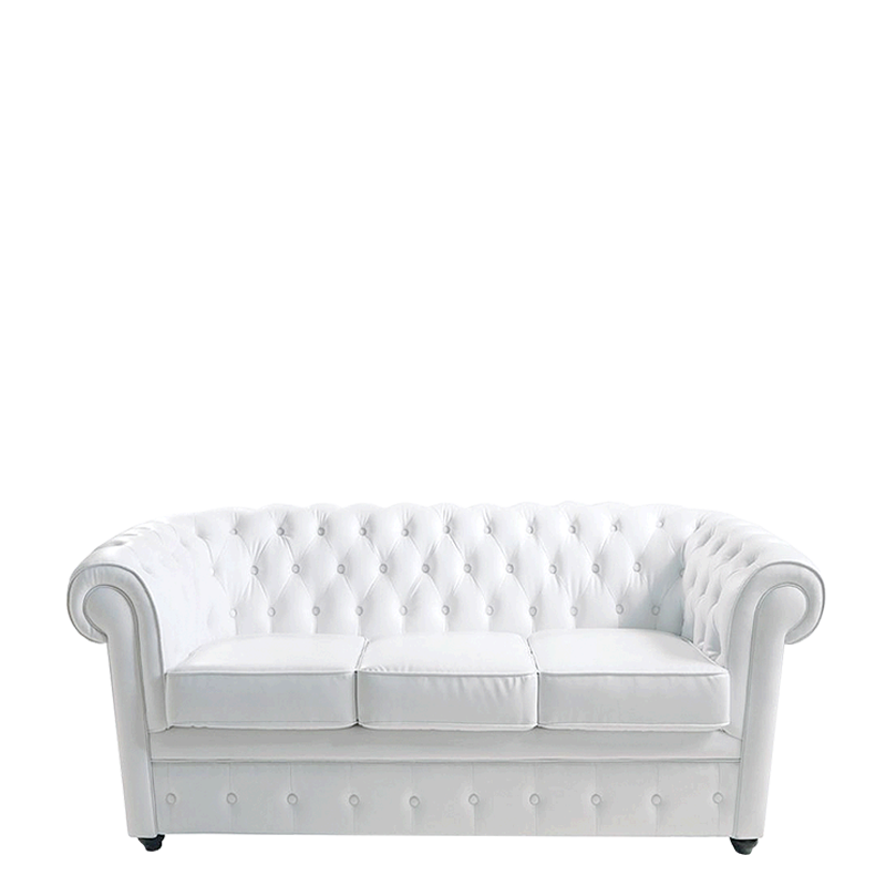 Canapé Chesterfield blanc l 202 P 92 H 76 cm