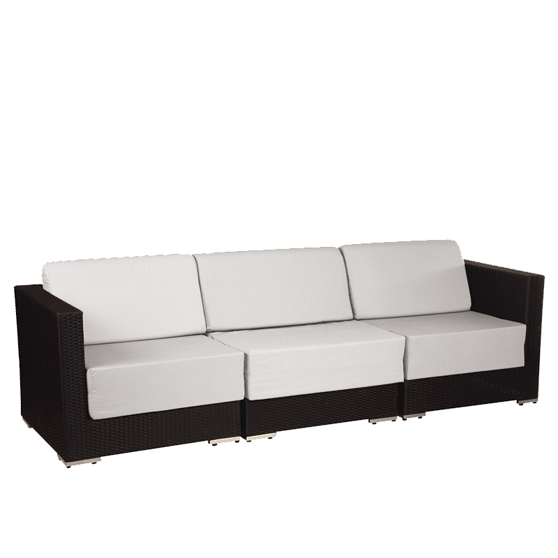 Canapé Lounge tressé gris 80 x 240 cm H 67 cm