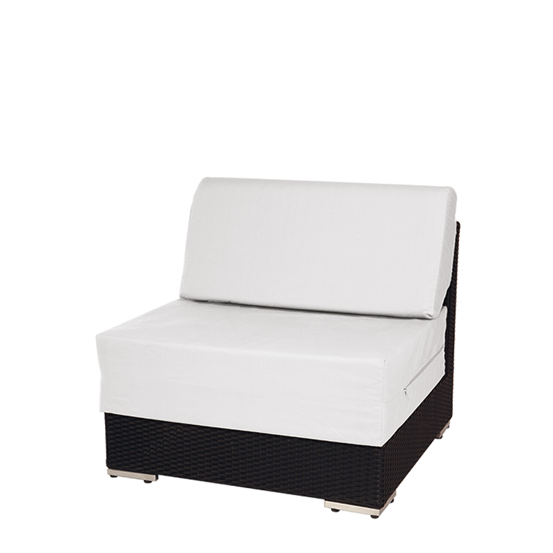 Module central Lounge tressé gris 80 x 80 cm H 67 cm