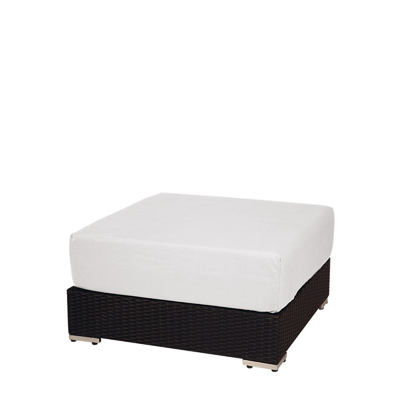 Pouf carré Lounge tressé gris 80 x 80 cm H 40 cm
