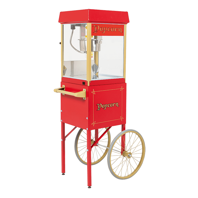 Chariot Pour Machine à Popcorn Professionnelle – Royal Catering, Acier Noir Et Or, Avec Rangement