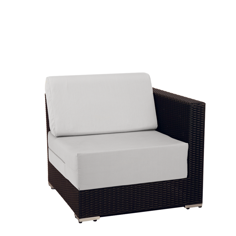 Module d'angle de mobilier lounge tressé gris  80 x 80 x 67 cm
