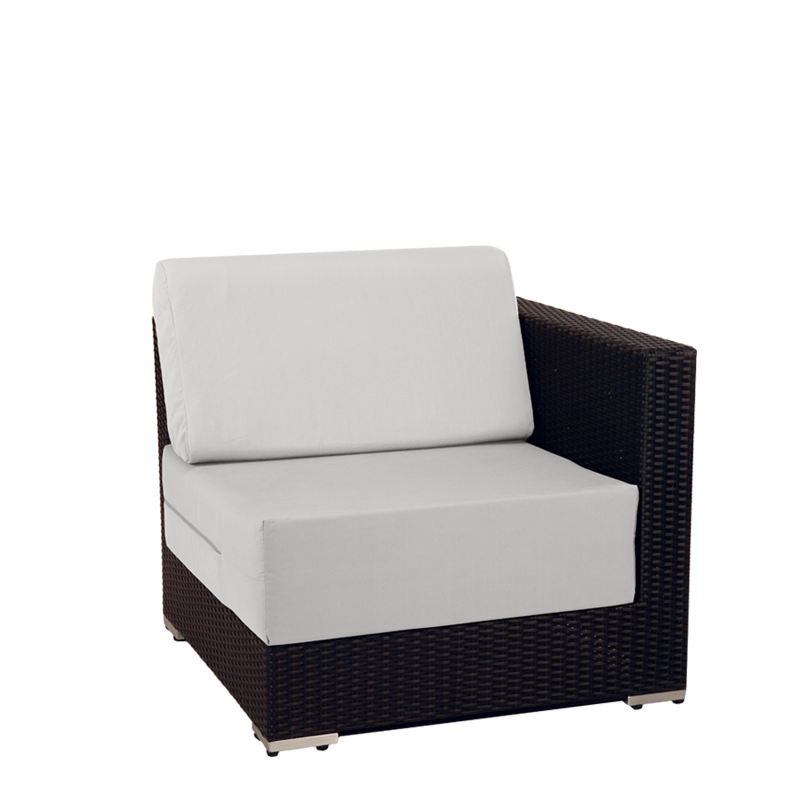 Module d'angle de mobilier lounge tressé gris 80 x 80 cm H 67 cm
