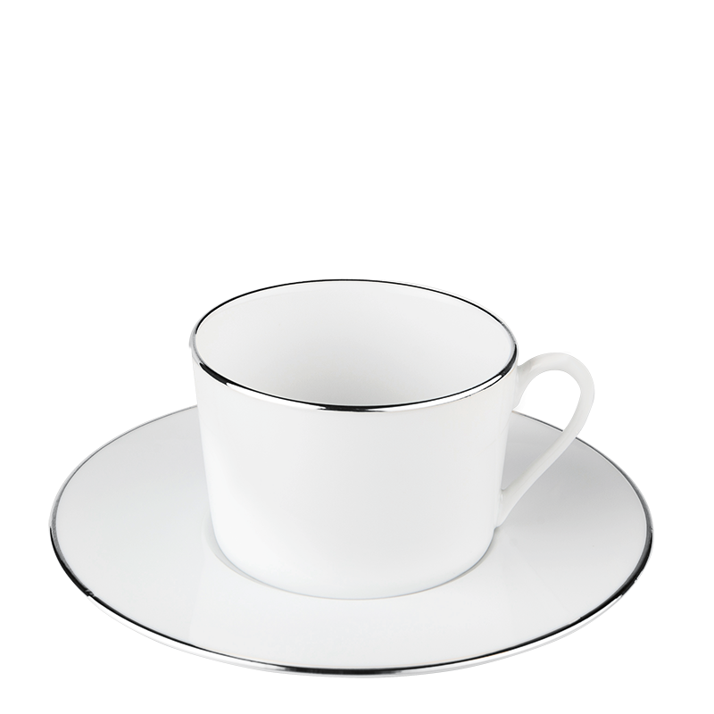 Tasse et sous-tasse à thé Plane filet Argent 22 cl