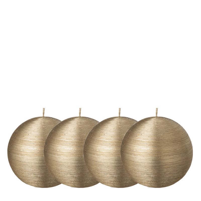 Lot de 4 bougies boule or brossée Ø 8 cm