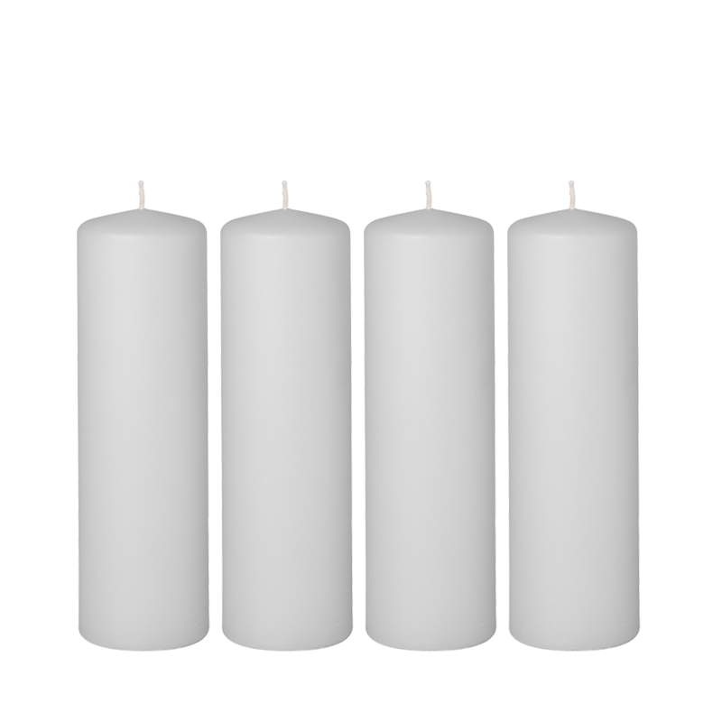 Lot de 4 bougies blanches cylindre Ø 6 cm H 20 cm