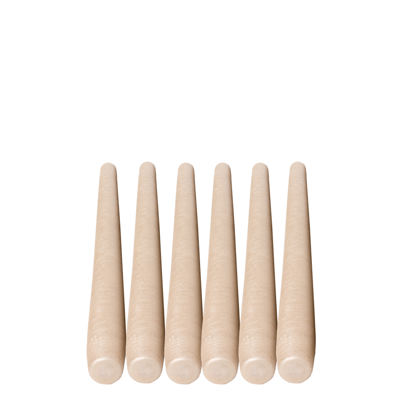 Lot de 6 bougies brossées lin H 25 cm