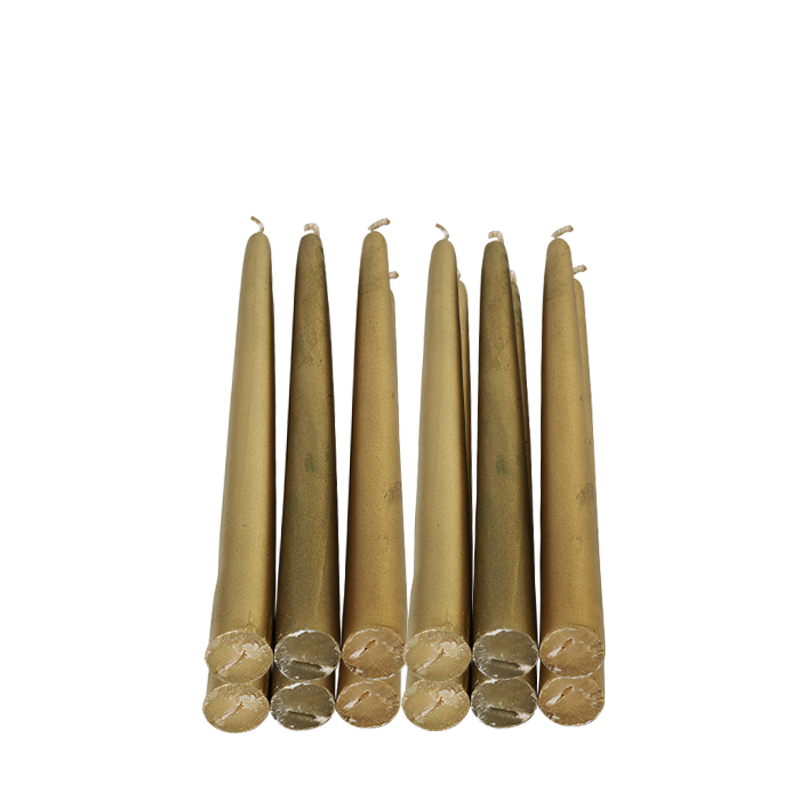 Lot de 12 bougies Classiques Or 30 cm