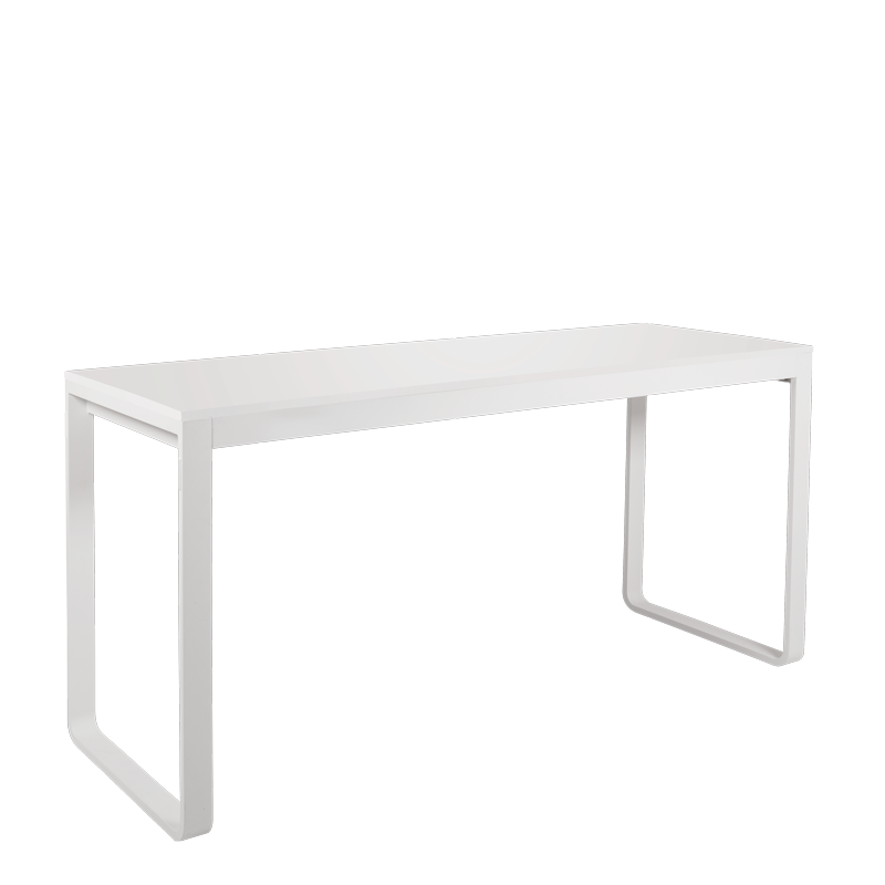 Table haute blanche plateau blanc 80 x 230 cm H 110 cm