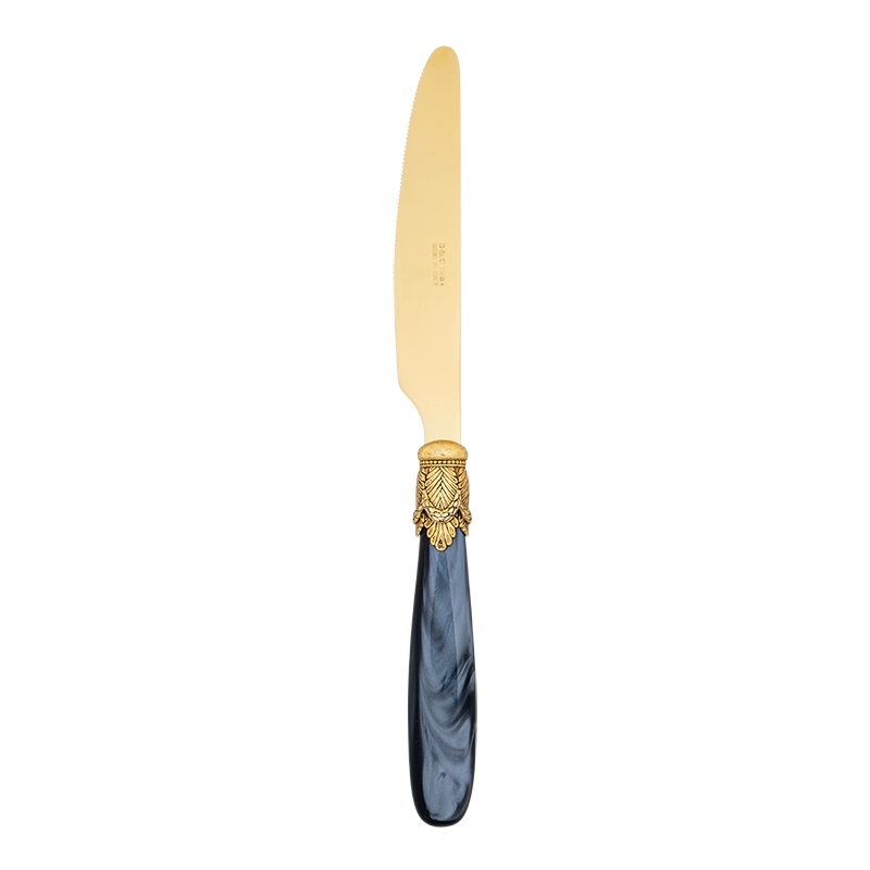 Couteau de table Nacre noir et or