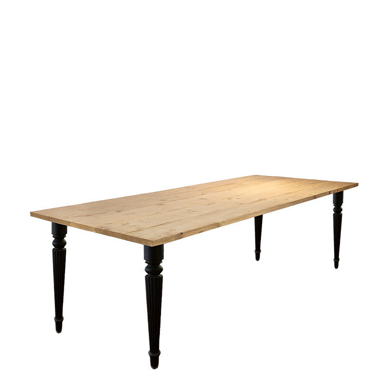 Table Nature en chêne avec pieds noirs 100 x 240 cm H 73 cm