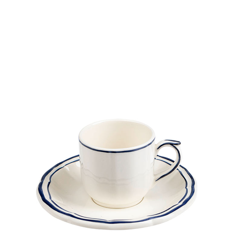 Tasse et sous-tasse à café Gien bleue 8,5 cl