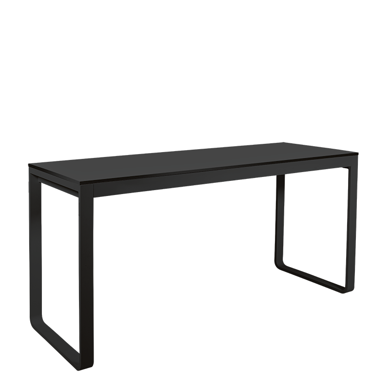 Table haute noire plateau noir 80 x 230 cm H 110 cm