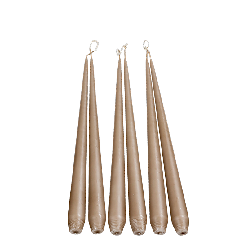 Lot de 6 bougies effilées taupe H 32 cm