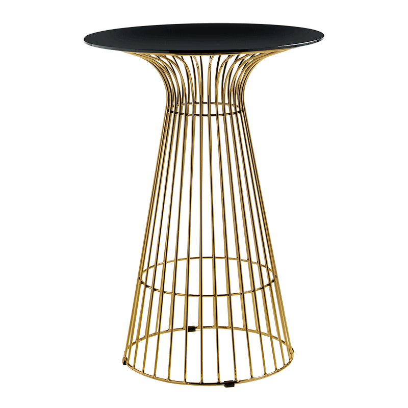 Mange-debout Filo Or plateau noir Ø 65 cm H 104 cm