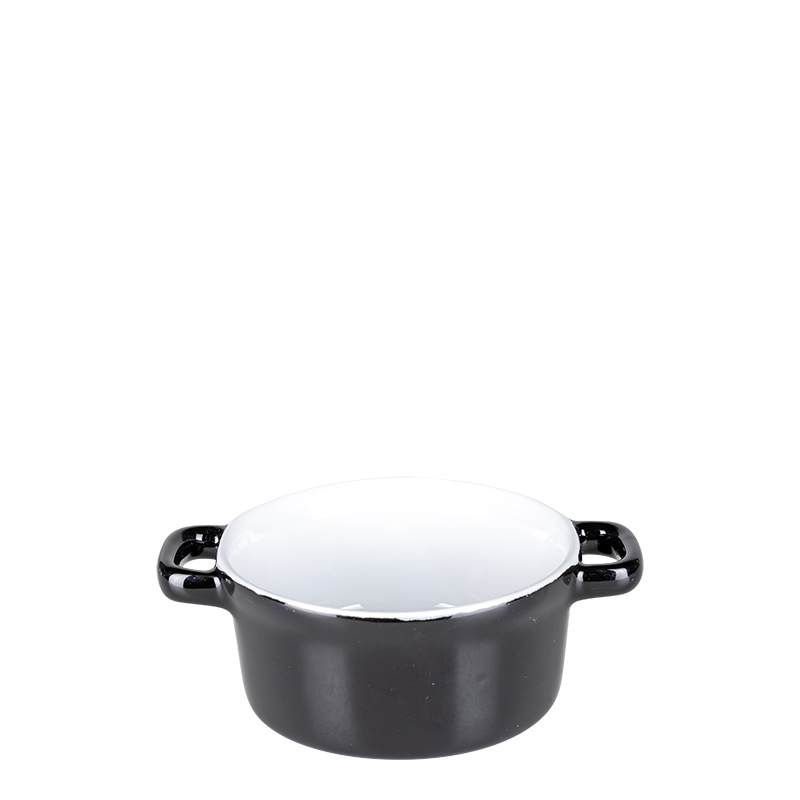 Cocotte individuelle noire brillante Ø 10 cm 25 cl