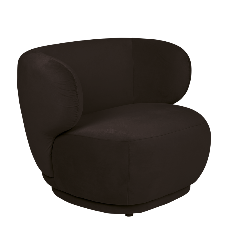 Fauteuil Elton velours noir M1 78 x 90 cm H 70 cm