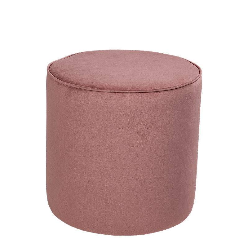 Pouf Preston velours vieux rose M1 Ø 40 cm H 40 cm