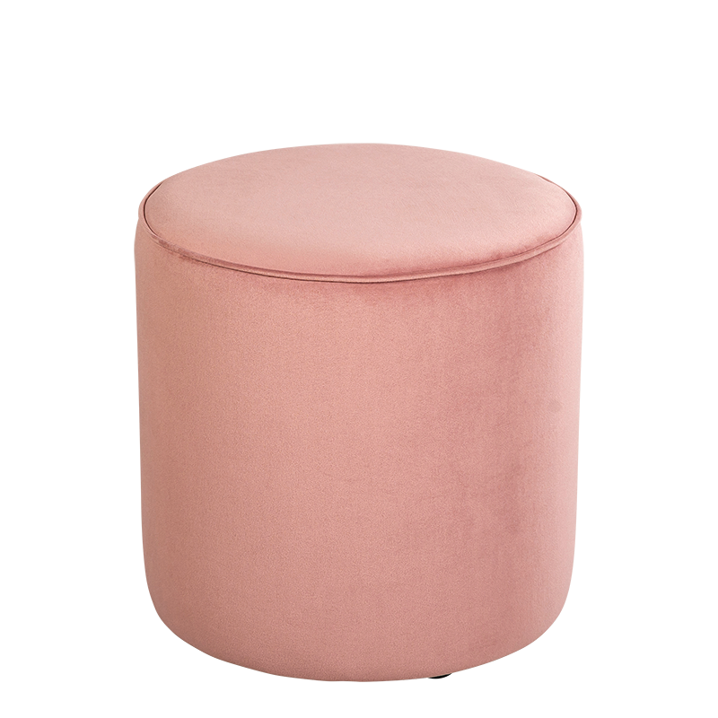 Pouf Preston velours vieux rose M1 Ø 40 cm H 40 cm
