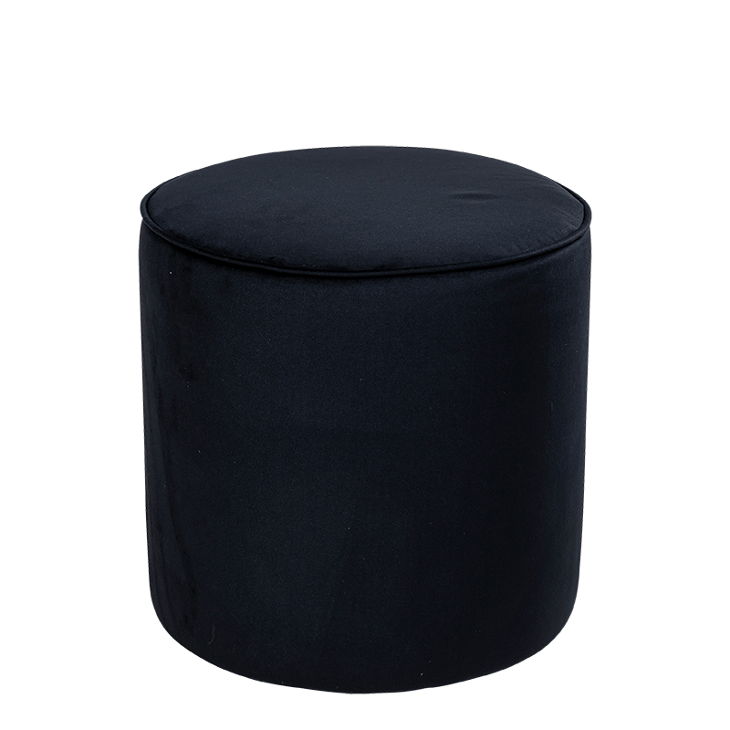 Pouf Preston velours noir M1 Ø 40 cm H 40 cm