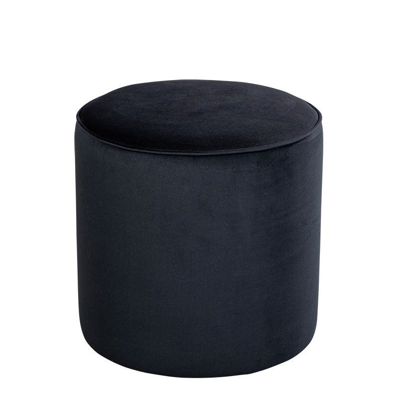 Pouf Preston velours noir M1 Ø 40 cm H 40 cm