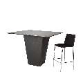 Table haute H 112 cm Cône noir plateau noir 140 x 140 cm