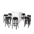 Table haute H 112 cm Cône blanc plateau blanc 140 x 140 cm