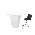 Table haute H 112 cm Cône blanc plateau blanc 140 x 140 cm