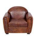 Fauteuil Club cuir marron 83 x 100 cm H 97 cm