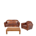 Fauteuil Club cuir marron 100 x 83 cm H 97 cm