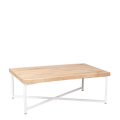 Table basse croisée blanche plateau bois 64 x 101 cm H 35 cm