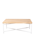 Table basse croisée blanche plateau bois 64 x 101 cm H 35 cm