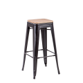 Tabouret industriel avec assise bois H 78 cm