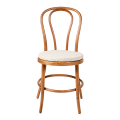 Chaise Bistrot teinte noyer avec galette lin ficelle