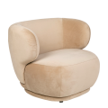 Fauteuil velours Elton taupe 78 x 90 cm H 70 cm