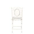 Chaise Chantilly vintage blanche en fer forgé avec coussin écru