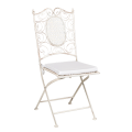 Chaise Chantilly blanche en fer forgé avec coussin