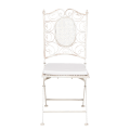 Chaise Chantilly blanche en fer forgé avec coussin