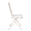 Chaise Chantilly blanche en fer forgé avec coussin
