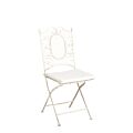 Chaise Chantilly vintage blanche en fer forgé avec coussin écru