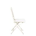 Chaise Chantilly vintage blanche en fer forgé avec coussin écru