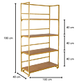 Etagère dorée et bois 40 x 100 cm H 180 cm