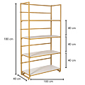 Etagère dorée et blanche 40 x 100 cm H 180 cm