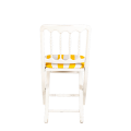 Chaise Napoléon III blanche pliante avec galette rayée jaune