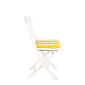 Chaise Napoléon III blanche pliante avec galette rayée jaune