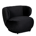 Fauteuil Elton velours noir M1 78 x 90 cm H 70 cm