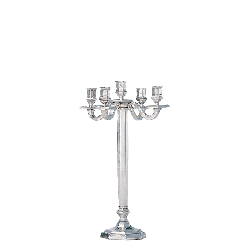 Chandelier 5 feux argent haut octogonal H 51 cm