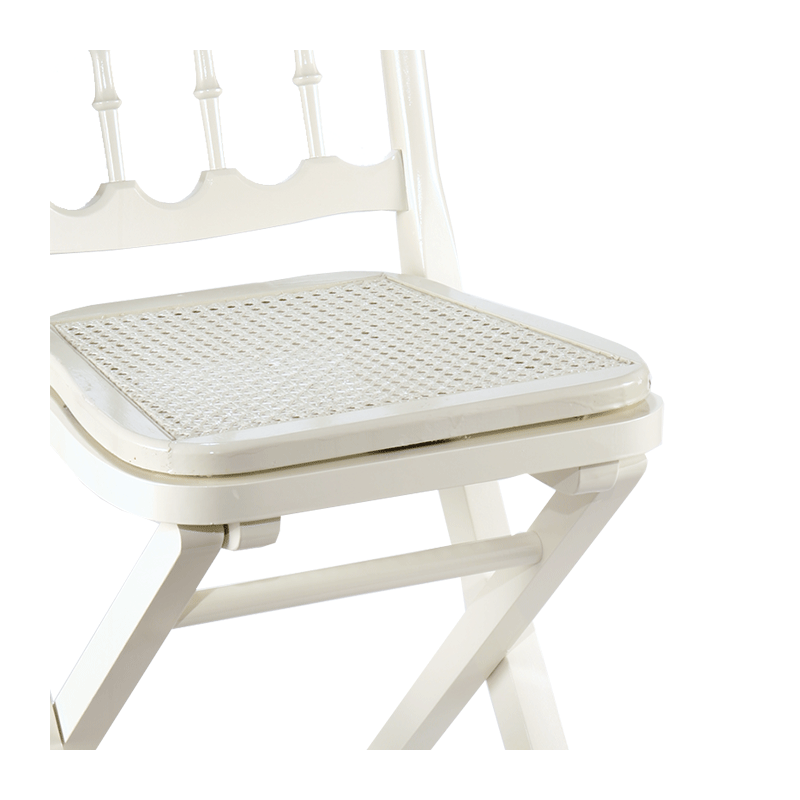 Chaise Napoléon III blanche pliante cannée